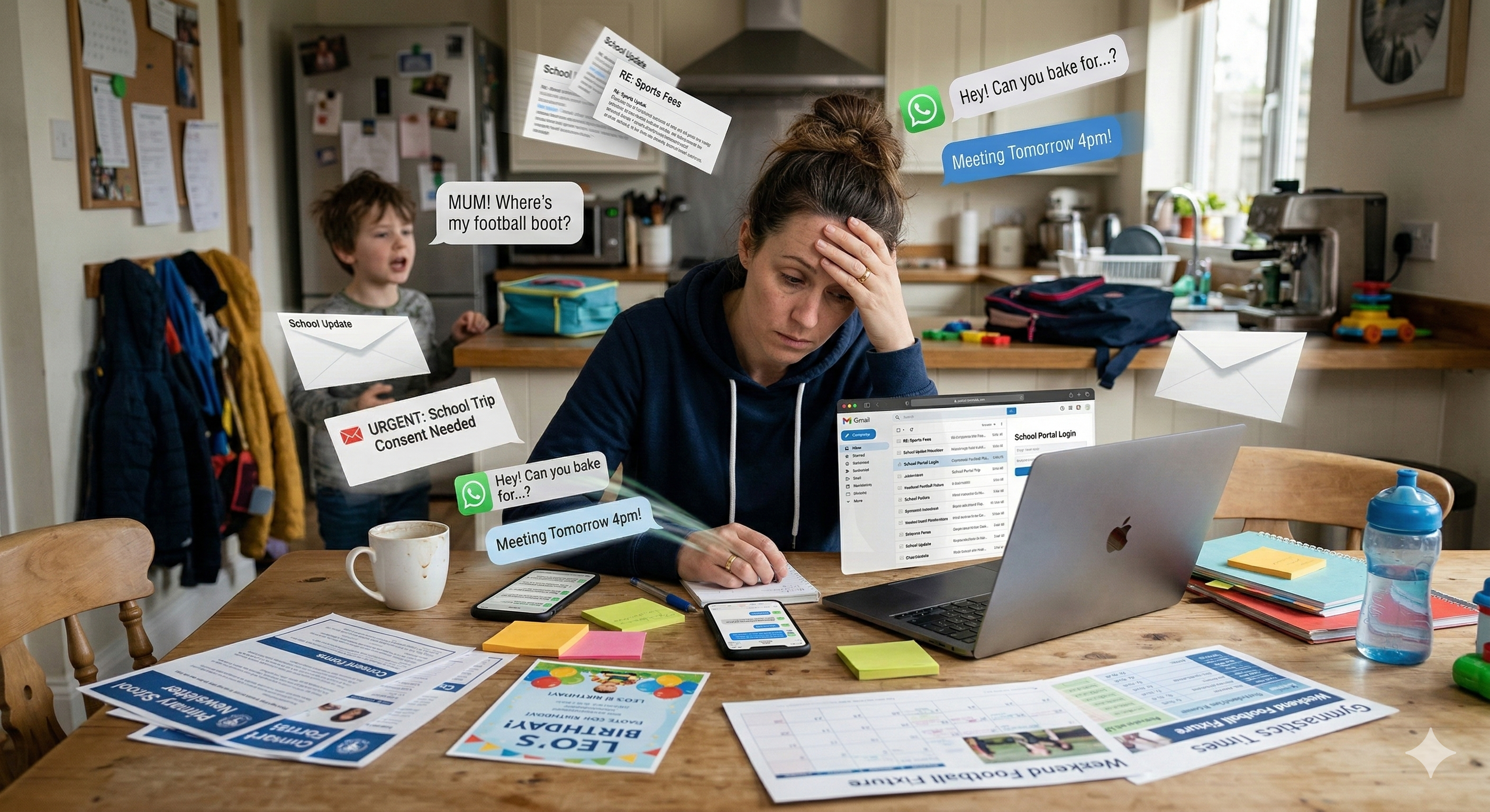 Chaotic flow of family information from multiple channels