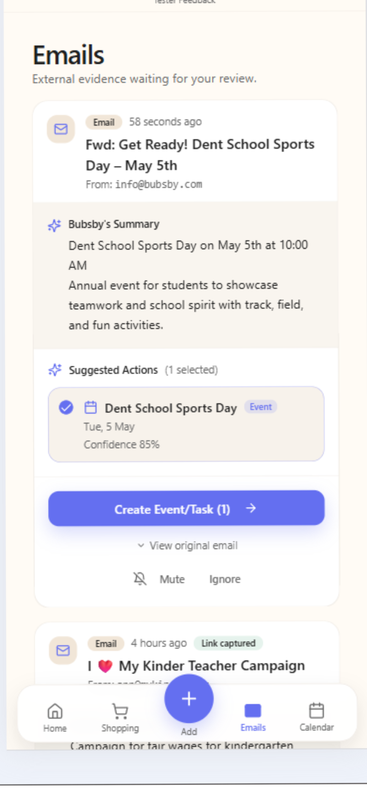 Bubsby summary screen