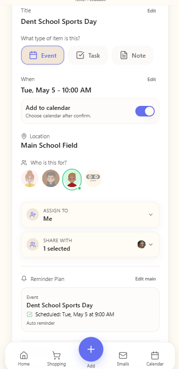 Bubsby suggested actions screen
